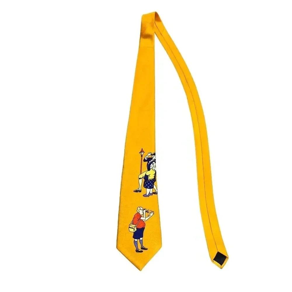 Vintage Marco Polo Mens Italian Style 4 in. Tourist Washington Tie 80s Dad Funny